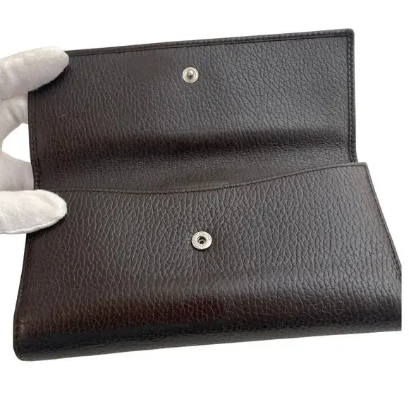 GUCCI Full Inclusion Brown Interlocking GG Studded Leather Long Wallet EUC - Picture 6 of 14